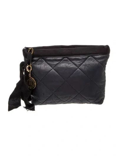 Pre-owned Lanvin Leather Clutch In Black