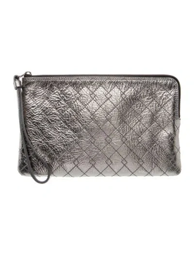 Pre-owned Lanvin Leather Clutch In Gray