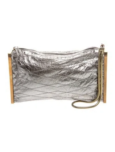 Pre-owned Lanvin Leather Clutch In Metallic/silver