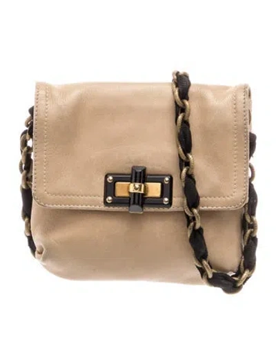 Pre-owned Lanvin Leather Clutch In Neutral