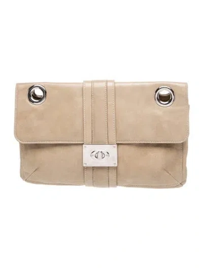 Pre-owned Lanvin Leather Clutch In Neutrals