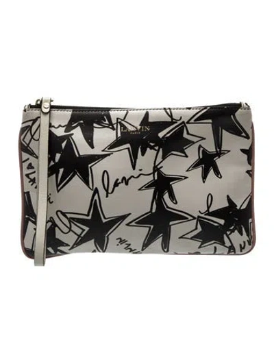 Pre-owned Lanvin Leather Clutch In Neutrals