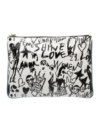 Pre-owned Lanvin Leather Clutch In White