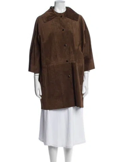 Pre-owned Lanvin Leather Coat In Brown