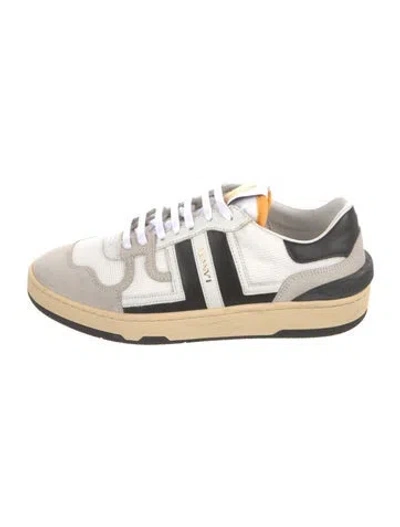 Pre-owned Lanvin Leather Colorblock Pattern Athletic Sneakers In White