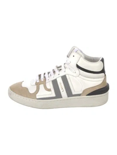 Pre-owned Lanvin Leather Colorblock Pattern Athletic Sneakers In White