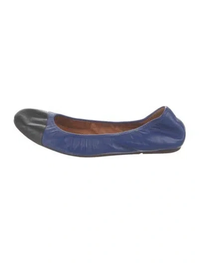 Pre-owned Lanvin Leather Colorblock Pattern Ballet Flats In Blue