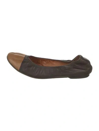 Pre-owned Lanvin Leather Colorblock Pattern Ballet Flats In Brown