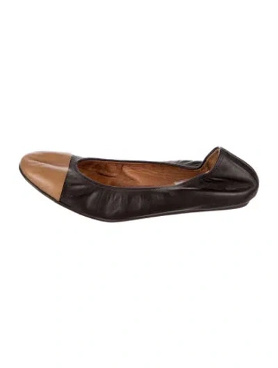 Pre-owned Lanvin Leather Colorblock Pattern Ballet Flats In Brown
