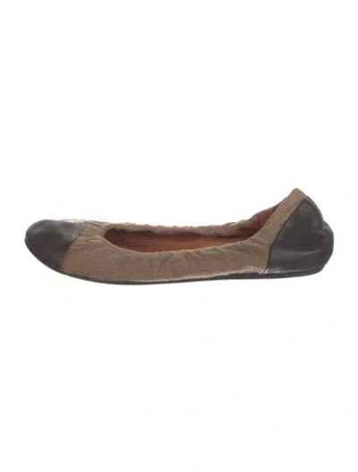 Pre-owned Lanvin Leather Colorblock Pattern Ballet Flats In Gray