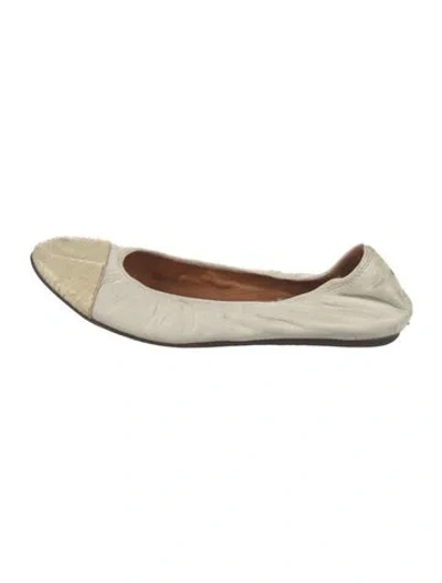 Pre-owned Lanvin Leather Colorblock Pattern Ballet Flats In Neutral