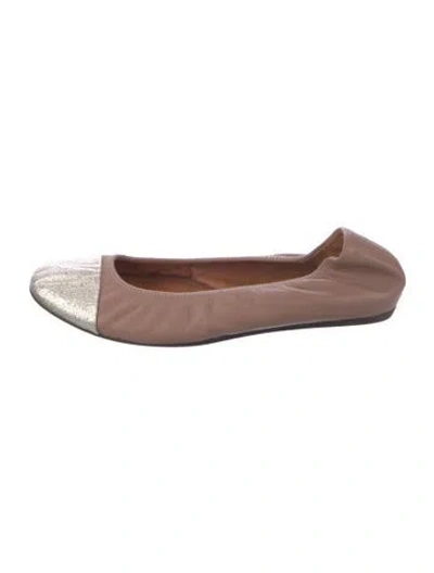 Pre-owned Lanvin Leather Colorblock Pattern Ballet Flats In Neutral