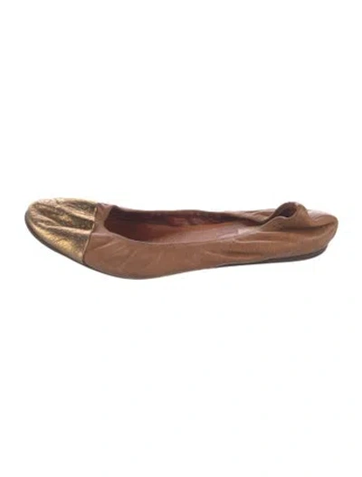 Pre-owned Lanvin Leather Colorblock Pattern Ballet Flats In Neutral