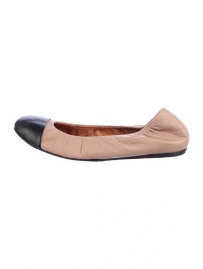 Pre-owned Lanvin Leather Colorblock Pattern Ballet Flats In Pink/silver