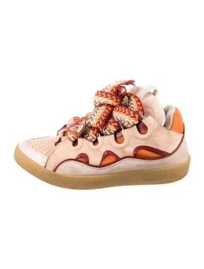 Pre-owned Lanvin Leather Colorblock Pattern Chunky Sneakers In Orange