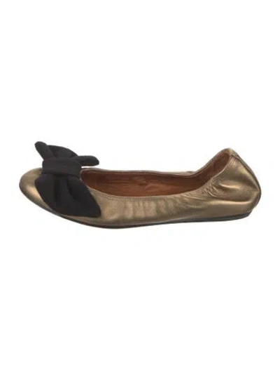 Pre-owned Lanvin Leather Colorblock Pattern Flats In Black