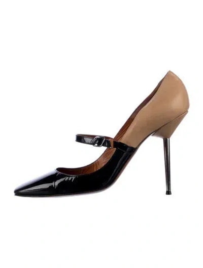 Pre-owned Lanvin Leather Colorblock Pattern Pumps In Neutrals