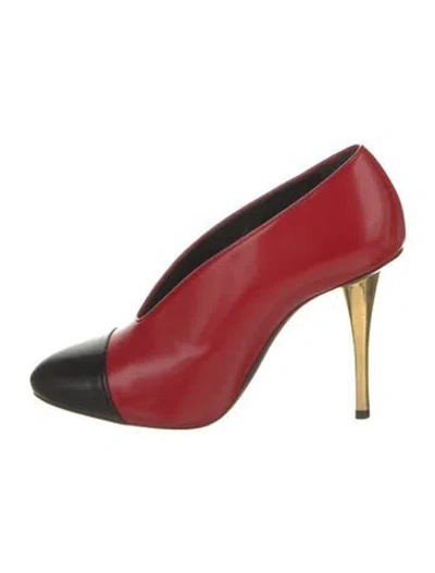 Pre-owned Lanvin Leather Colorblock Pattern Pumps In Red