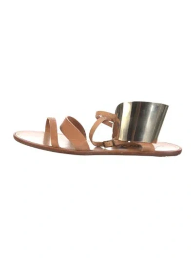 Pre-owned Lanvin Leather Colorblock Pattern Sandals In Brown