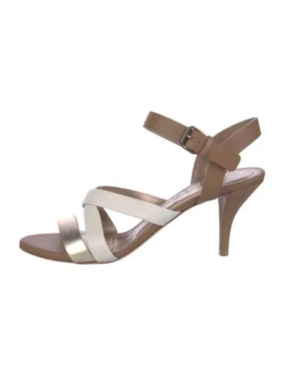 Pre-owned Lanvin Leather Colorblock Pattern Slingback Sandals In Multi
