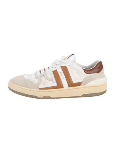 Pre-owned Lanvin Leather Colorblock Pattern Sneakers In Brown/neutrals