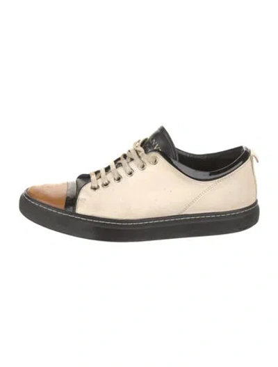 Pre-owned Lanvin Leather Colorblock Pattern Sneakers In Neutral