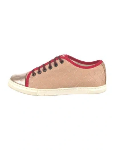 Pre-owned Lanvin Leather Colorblock Pattern Sneakers In Neutral