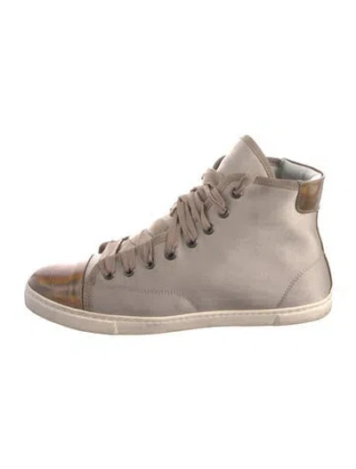 Pre-owned Lanvin Leather Colorblock Pattern Sneakers In Neutral