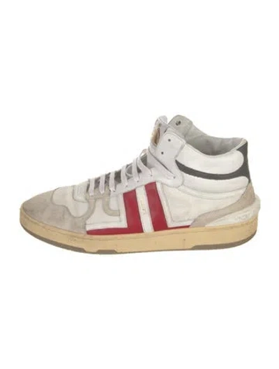 Pre-owned Lanvin Leather Colorblock Pattern Sneakers In White