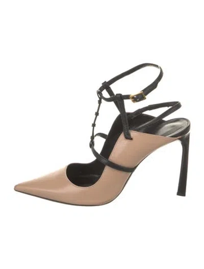 Pre-owned Lanvin Leather Colorblock Pattern T-strap Pumps In Neutral