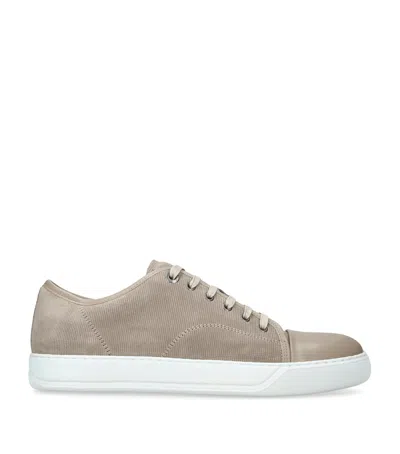 Lanvin Dbb1 Suede And Leather Sneakers For Men In Beige