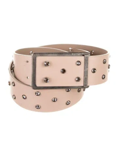Pre-owned Lanvin Leather Crystal Embellishments Belt In Neutrals