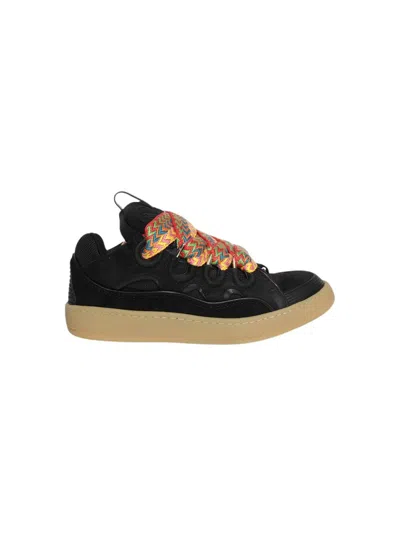 Lanvin Leather Curb Sneakers In Black