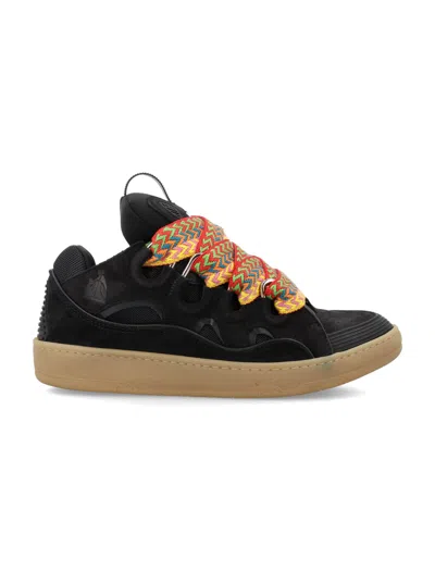 Lanvin Leather Curb Sneakers In Black