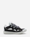 Lanvin Leather Curb Sneakers In Black/white
