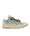 Lanvin Curb Multicolor Low-top Sneaker With Oversized Laces In Leather Woman In Blue