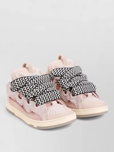 Lanvin Leather Curb Sneakers Chunky Sole Detailing In Pink