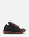 Lanvin Leather Curb Sneakers In Dark Brown/brown