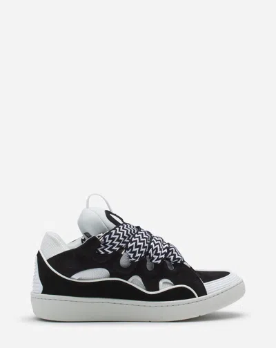 Lanvin Leather Curb Sneakers For Women In Black/white