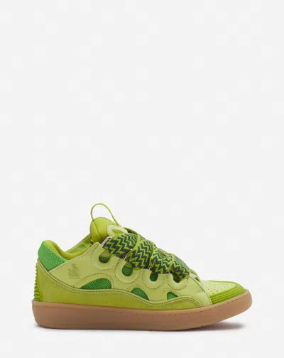 Lanvin Leather Curb Sneakers For Women In Green 2