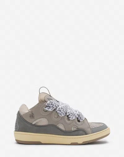 Lanvin Curb Panelled Mesh Sneakers In Grey 2
