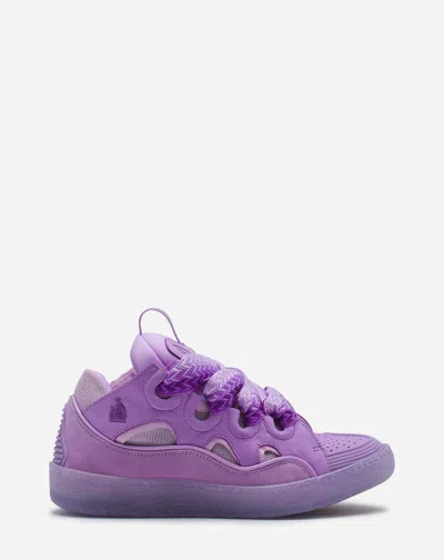 Lanvin Leather Curb Sneakers For Women In Lilac