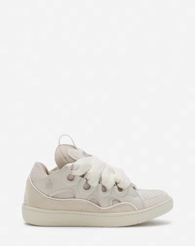 Lanvin Leather Curb Sneakers For Women In Peach