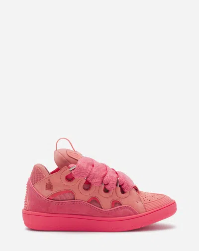 Lanvin Leather Curb Sneakers For Women In Pink