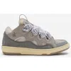Lanvin Leather Curb Sneakers In Grey 2