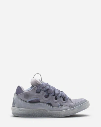 Lanvin Leather Curb Sneakers In Light Grey