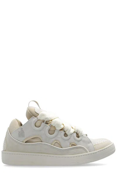 Lanvin Leather Curb Sneakers In Neutrals