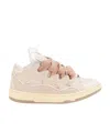 Lanvin Leather Curb Sneakers In Nude