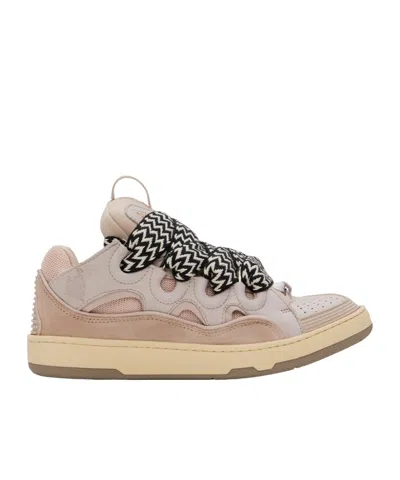 Lanvin Leather Curb Sneakers In Pink