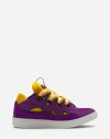 Lanvin Leather Curb Sneakers In Purple/yellow